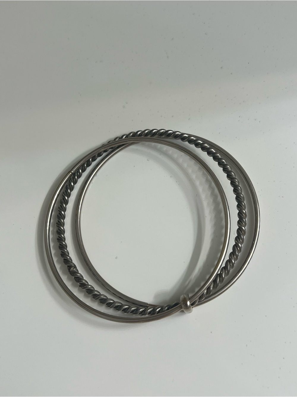 Sterling Silver-Tone Twisted Bangle Set - Women Jewelry